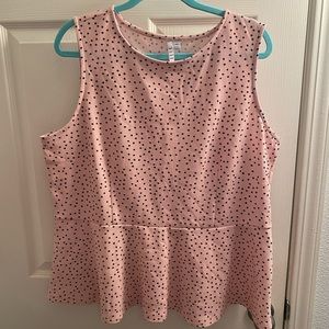 Pink polka dot peplum top